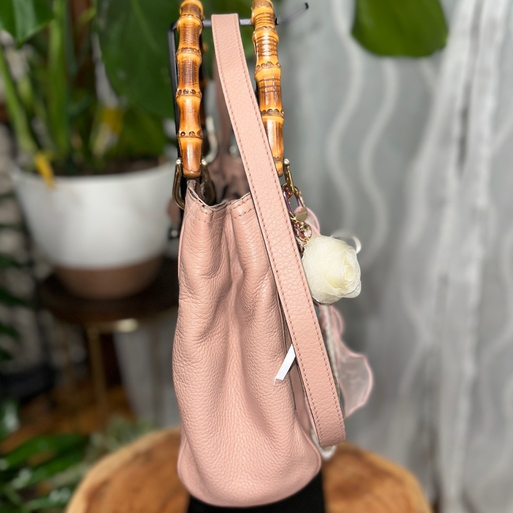Gucci Pink Brown Bamboo Handle Satchel - Picture 9 of 14